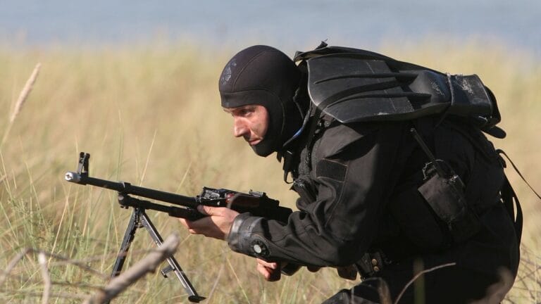 A man in the role of a terrorist